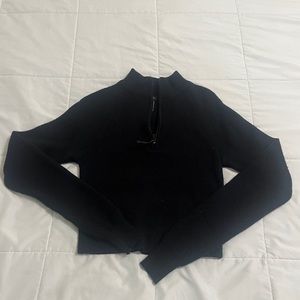 Forever 21 Zip Up Knit Black Sweater